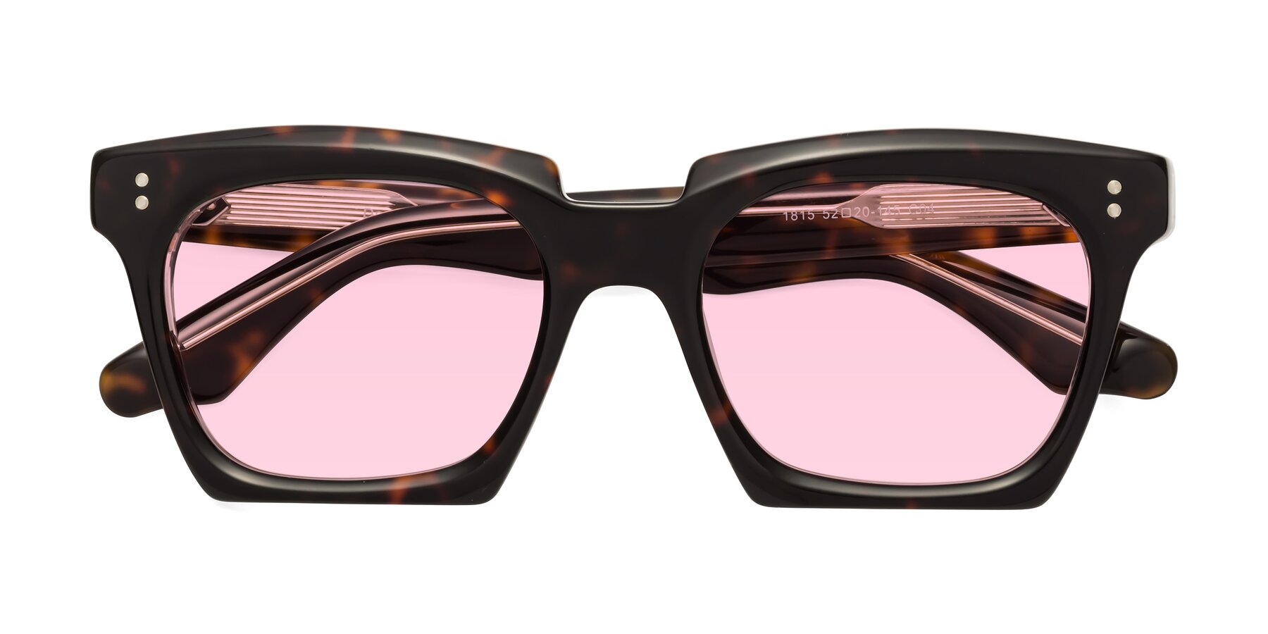 Folded Front of Donnie in Tortoise-Clear with Light Pink Tinted Lenses