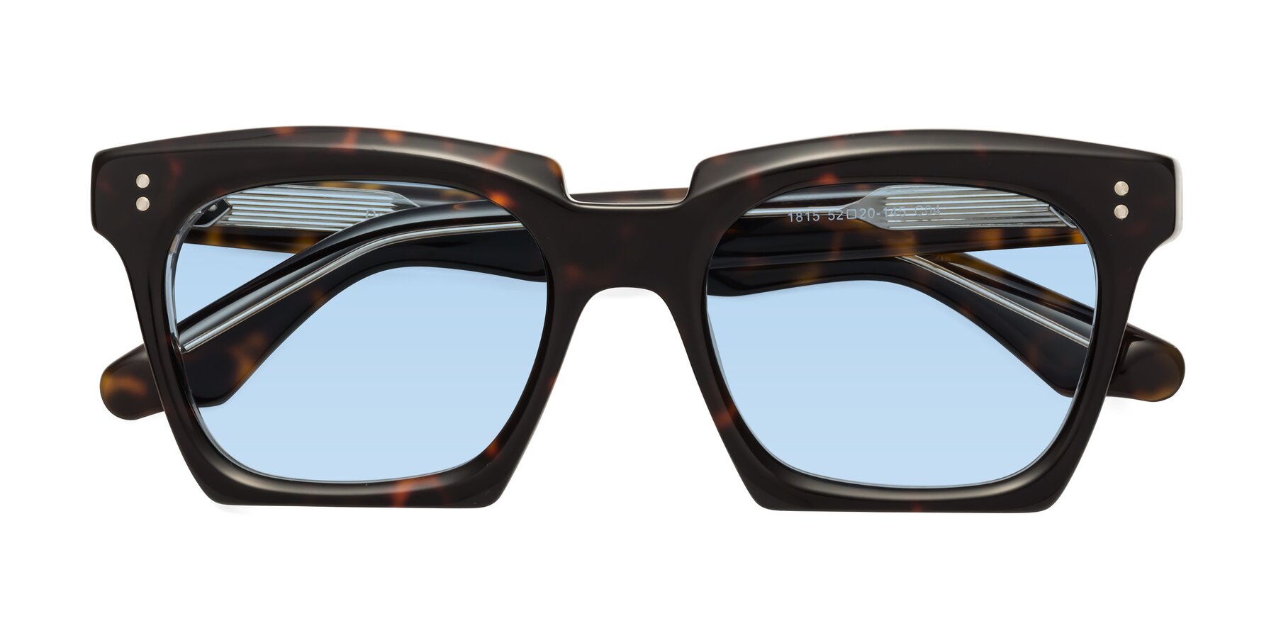 Folded Front of Donnie in Tortoise-Clear with Light Blue Tinted Lenses