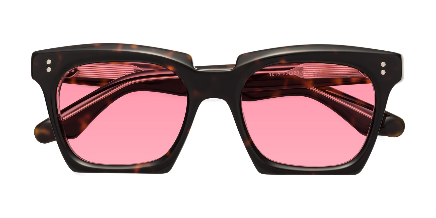 Folded Front of Donnie in Tortoise-Clear with Pink Tinted Lenses