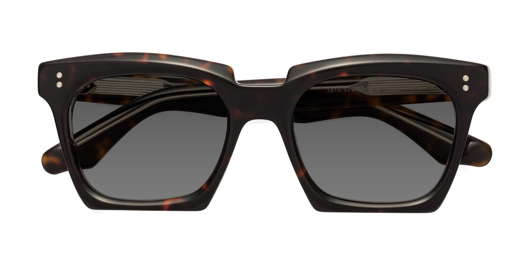 Folded Front of Donnie in Tortoise-Clear with Medium Gray Tinted Lenses