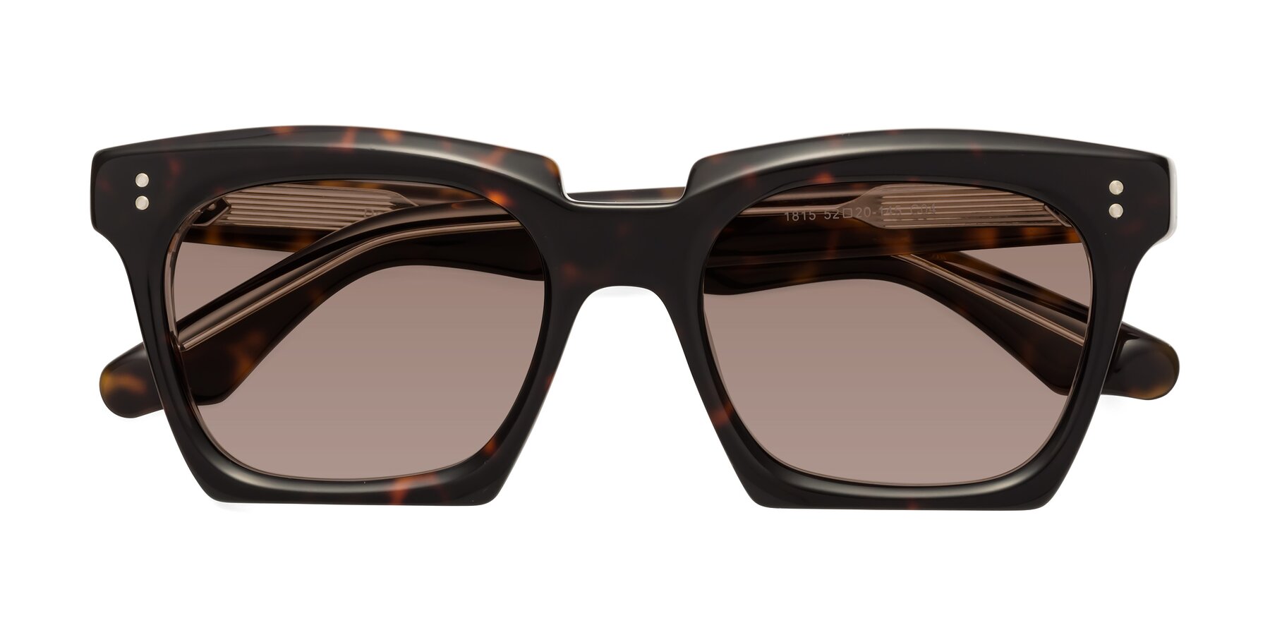 Folded Front of Donnie in Tortoise-Clear with Medium Brown Tinted Lenses