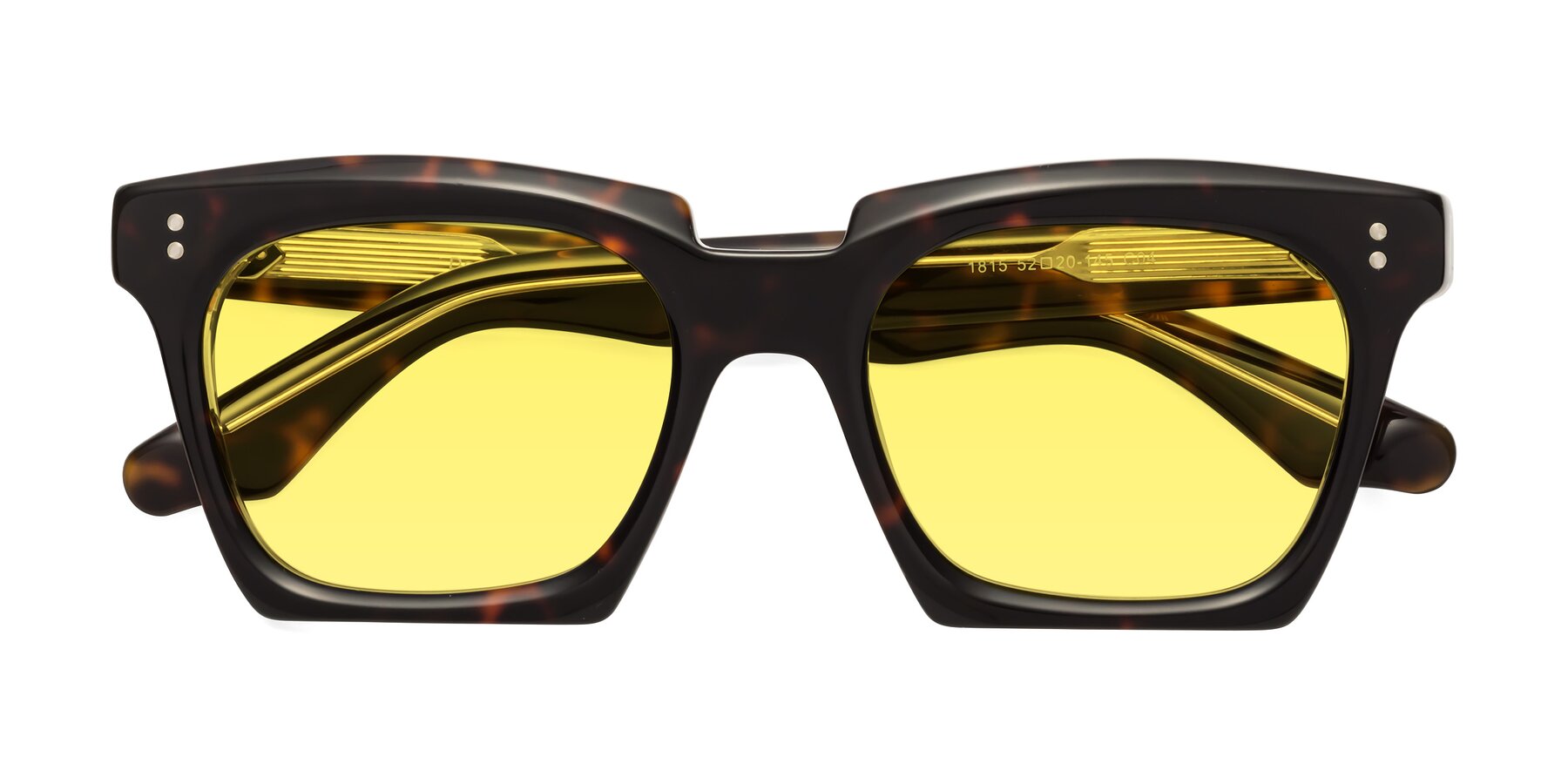 Folded Front of Donnie in Tortoise-Clear with Medium Yellow Tinted Lenses