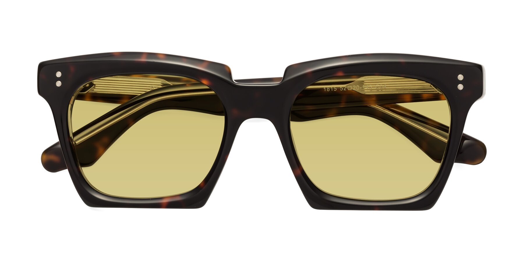 Folded Front of Donnie in Tortoise-Clear with Medium Champagne Tinted Lenses