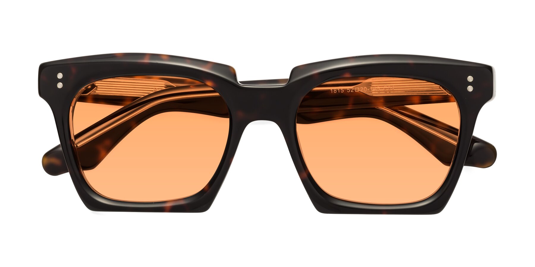 Folded Front of Donnie in Tortoise-Clear with Medium Orange Tinted Lenses