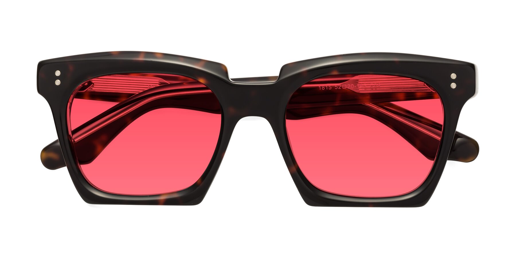 Folded Front of Donnie in Tortoise-Clear with Red Tinted Lenses