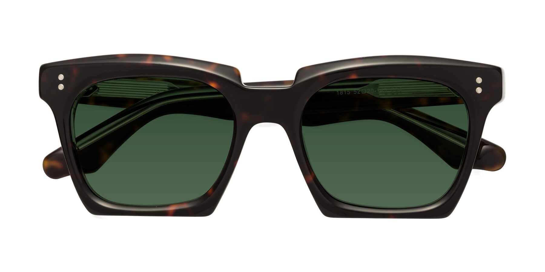 Folded Front of Donnie in Tortoise-Clear with Green Tinted Lenses