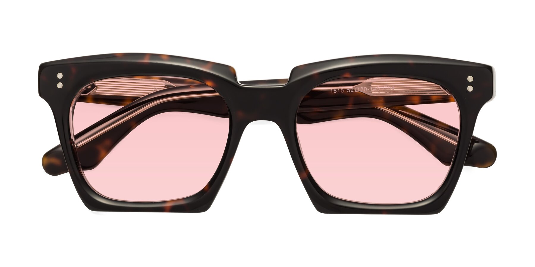 Folded Front of Donnie in Tortoise-Clear with Light Garnet Tinted Lenses