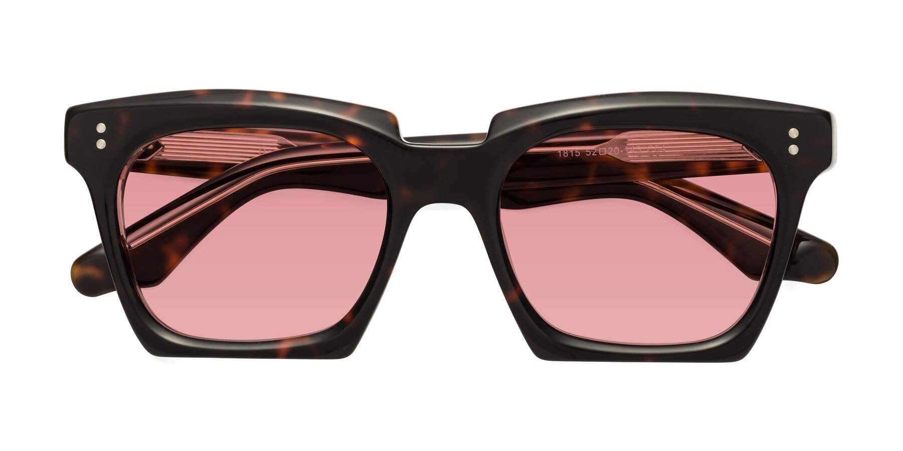 Folded Front of Donnie in Tortoise-Clear with Medium Garnet Tinted Lenses