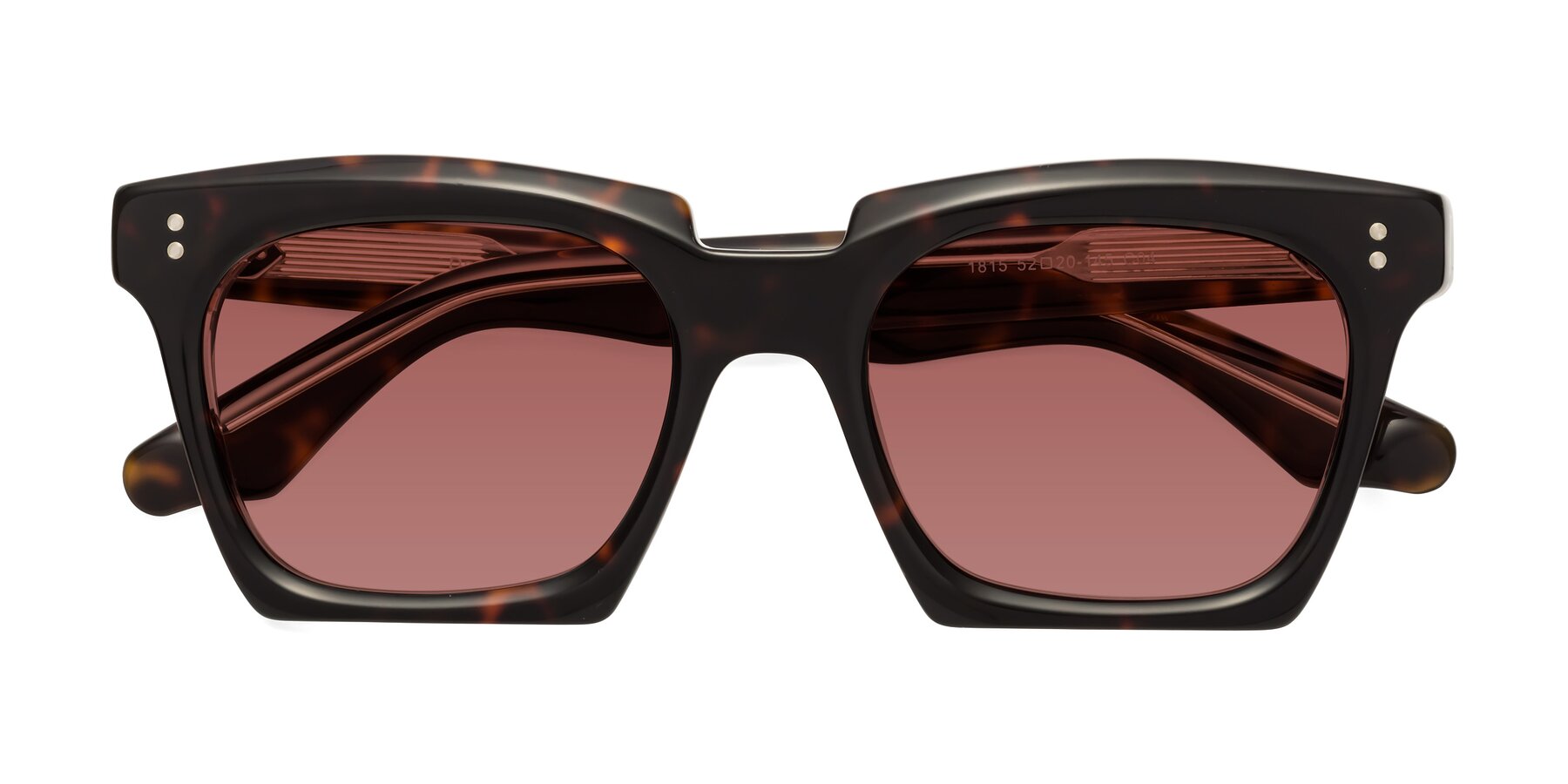 Folded Front of Donnie in Tortoise-Clear with Garnet Tinted Lenses