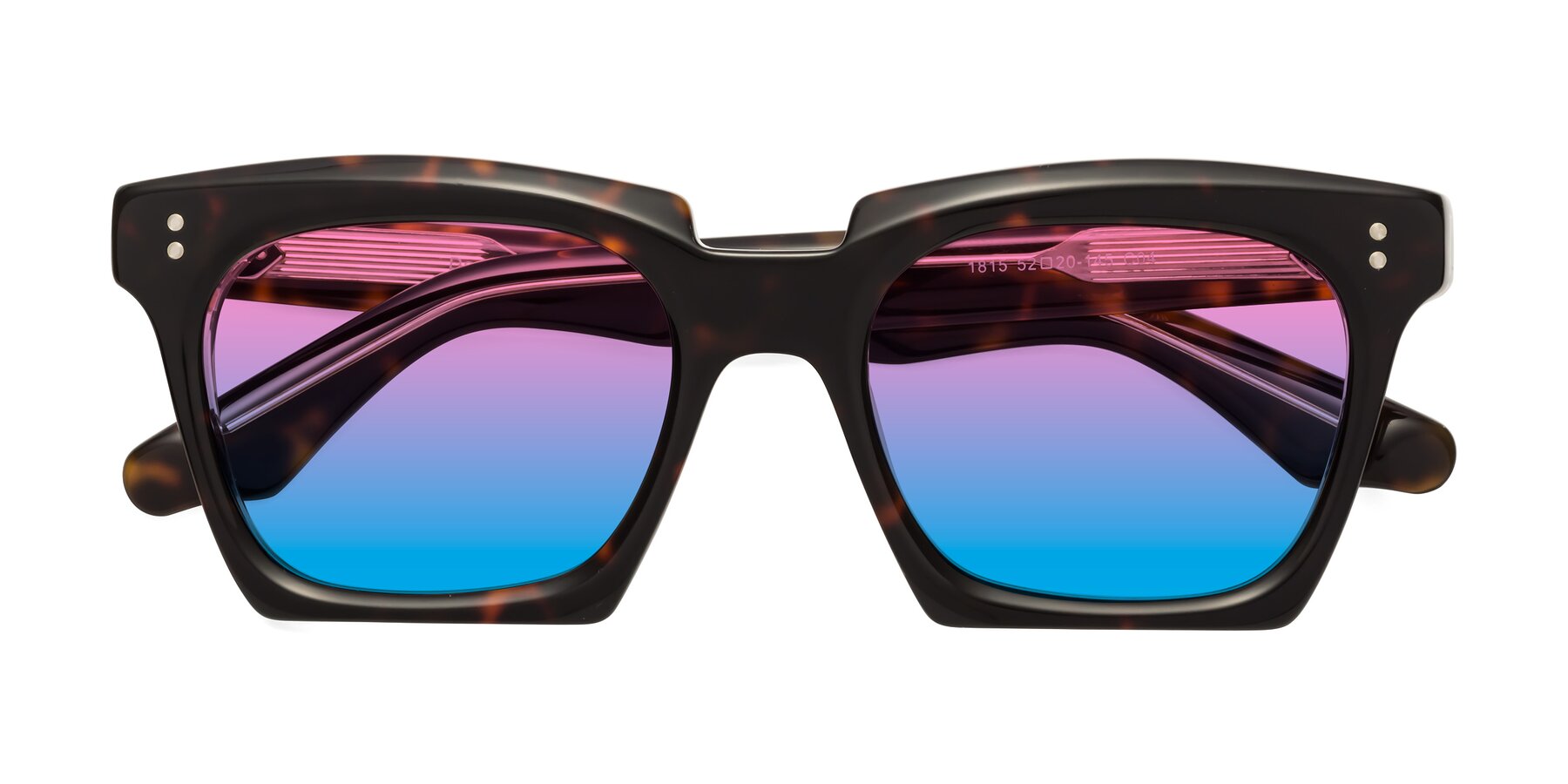 Folded Front of Donnie in Tortoise-Clear with Pink / Blue Gradient Lenses
