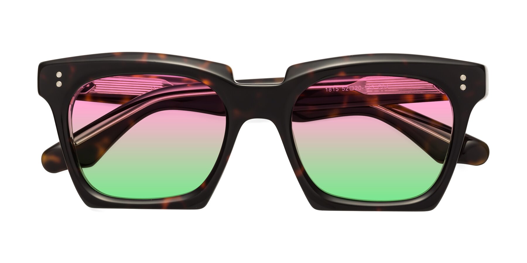 Folded Front of Donnie in Tortoise-Clear with Pink / Green Gradient Lenses
