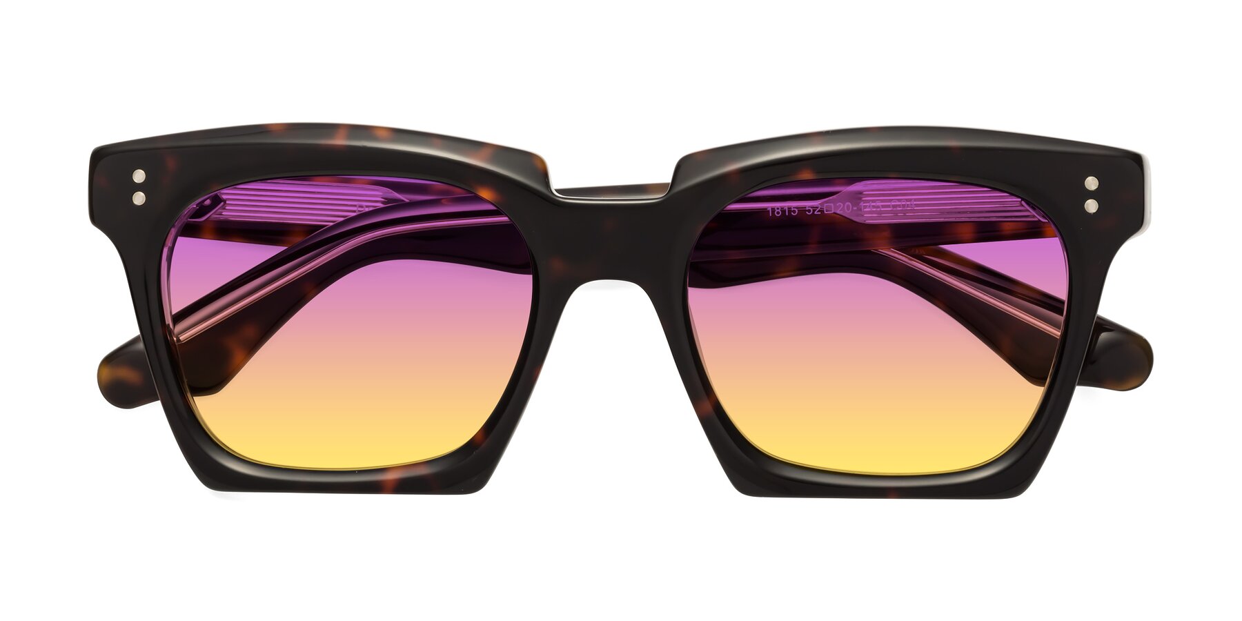 Folded Front of Donnie in Tortoise-Clear with Purple / Yellow Gradient Lenses