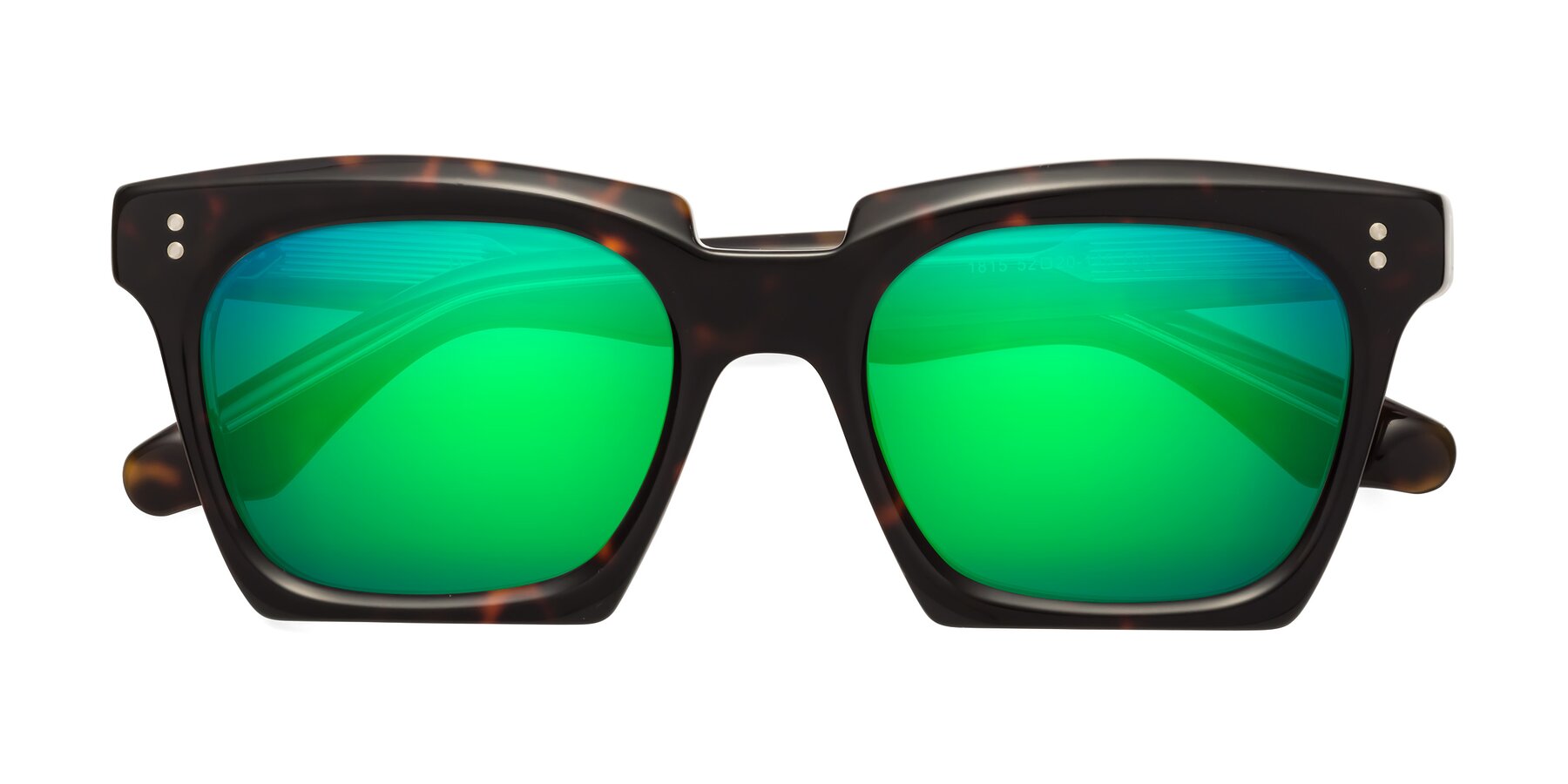 Folded Front of Donnie in Tortoise-Clear with Green Mirrored Lenses