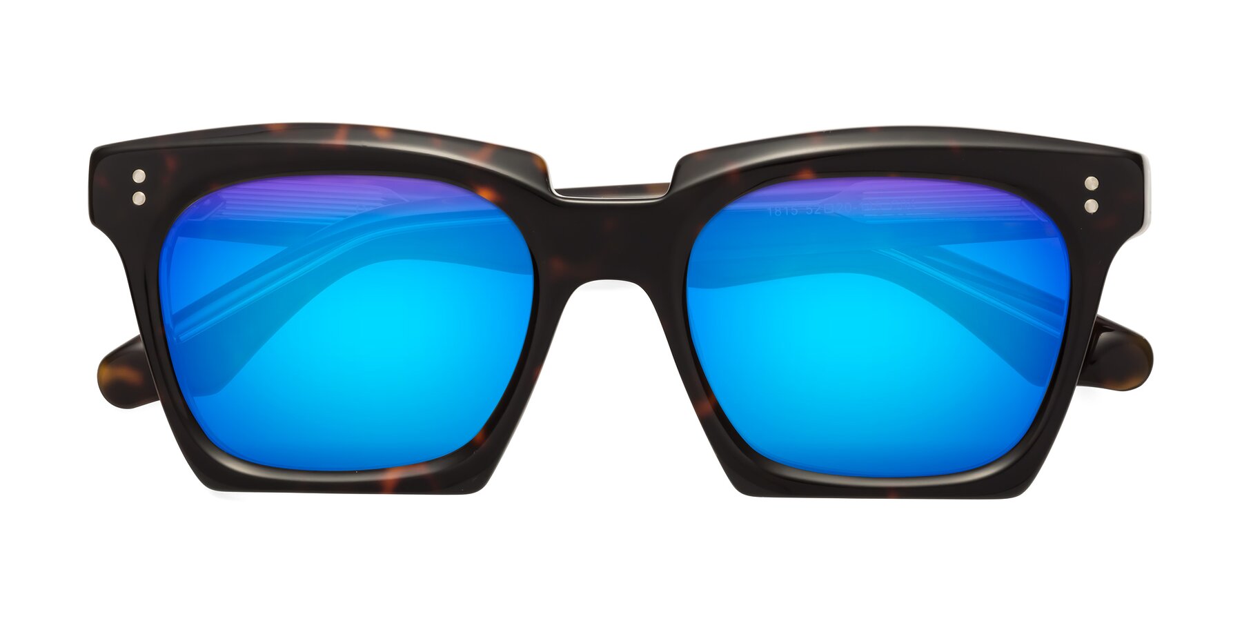 Folded Front of Donnie in Tortoise-Clear with Blue Mirrored Lenses