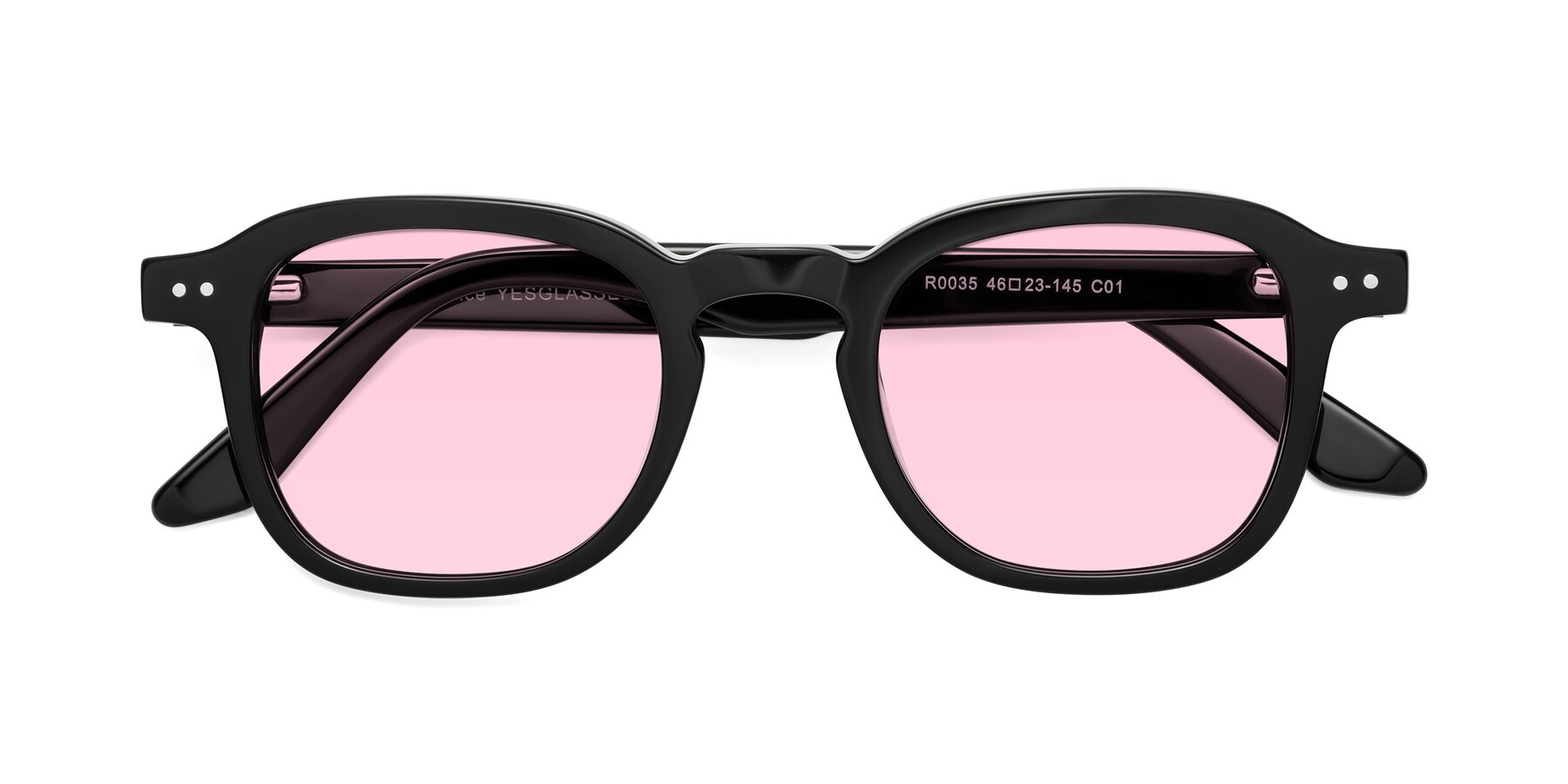 Folded Front of Nice in Black with Light Pink Tinted Lenses