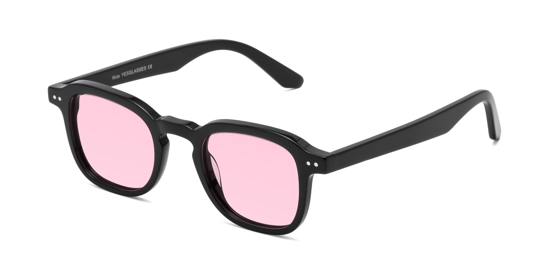 Angle of Nice in Black with Light Pink Tinted Lenses