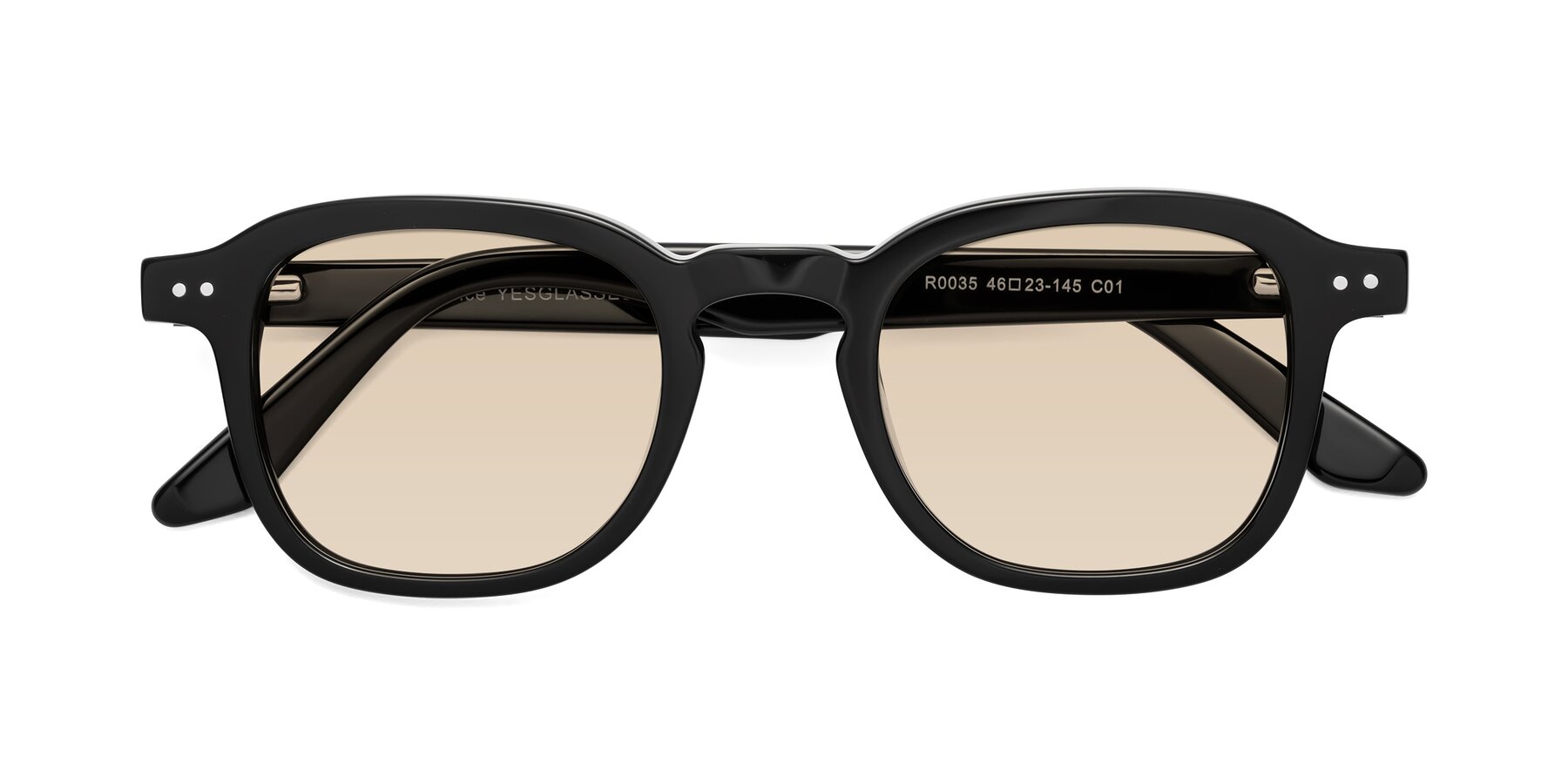 Folded Front of Nice in Black with Light Brown Tinted Lenses