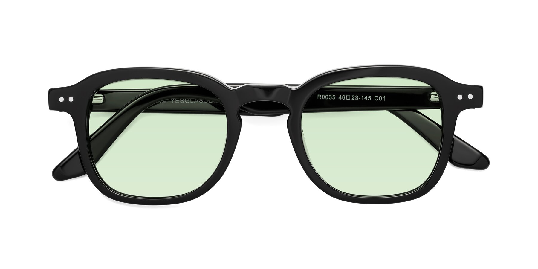 Folded Front of Nice in Black with Light Green Tinted Lenses