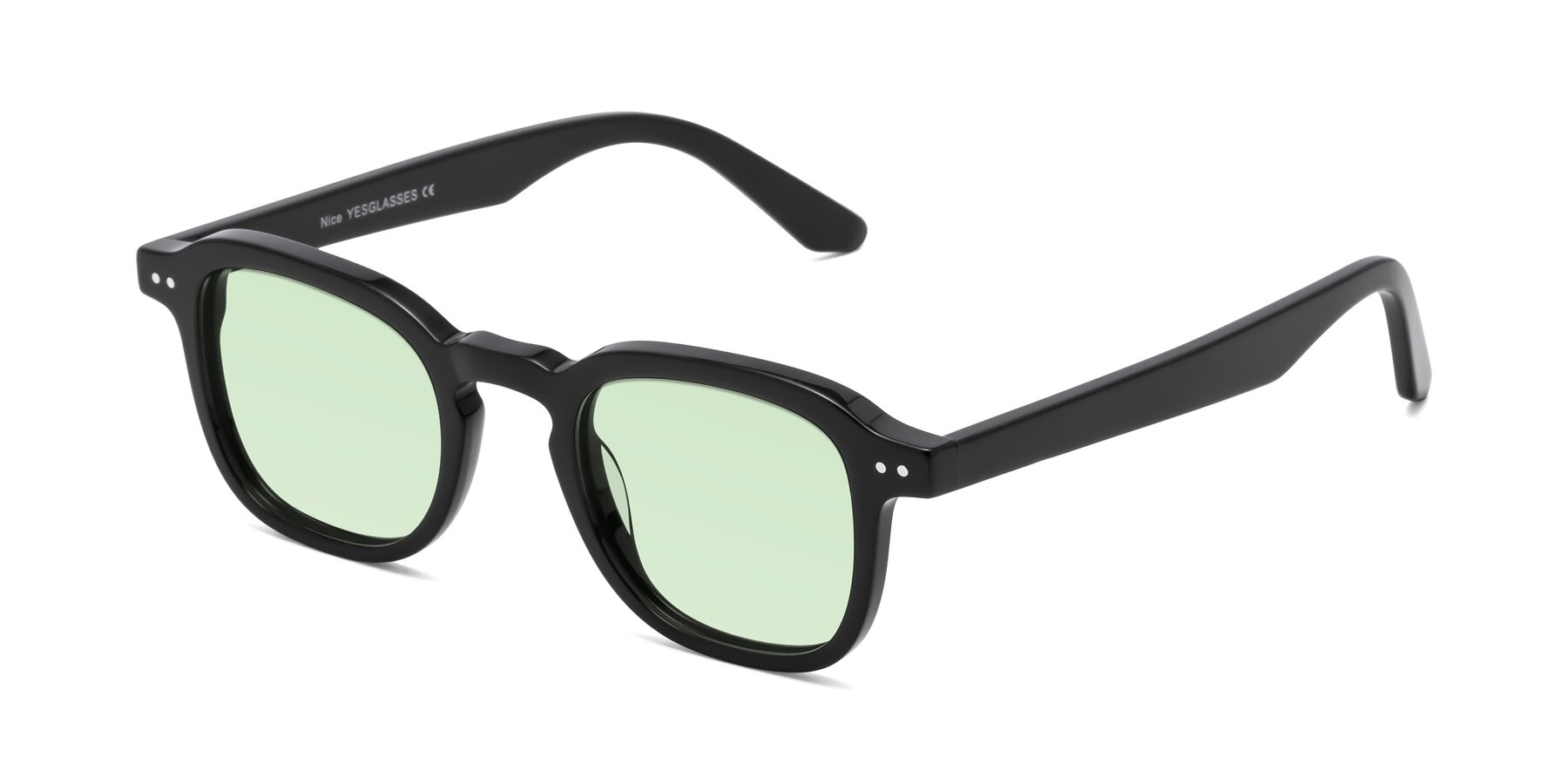 Angle of Nice in Black with Light Green Tinted Lenses