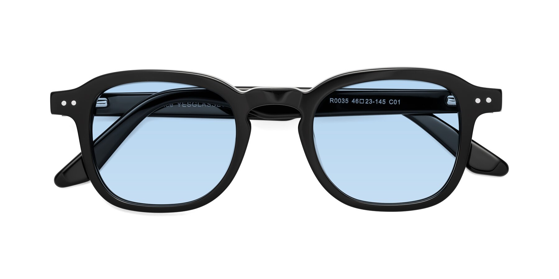 Folded Front of Nice in Black with Light Blue Tinted Lenses