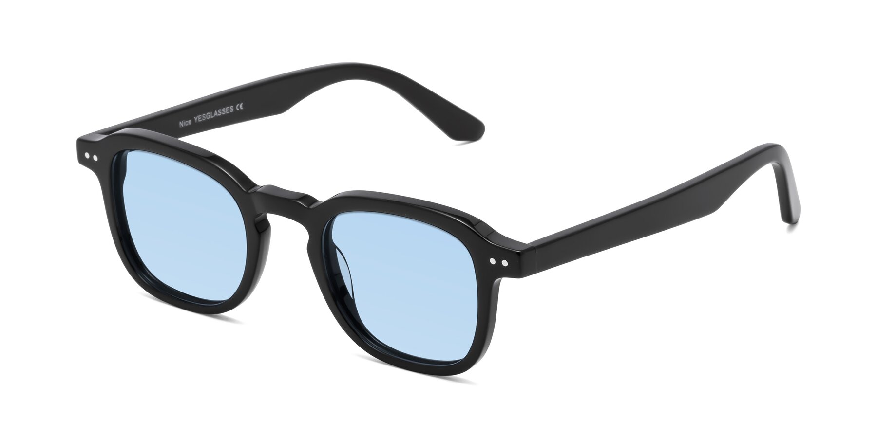 Angle of Nice in Black with Light Blue Tinted Lenses