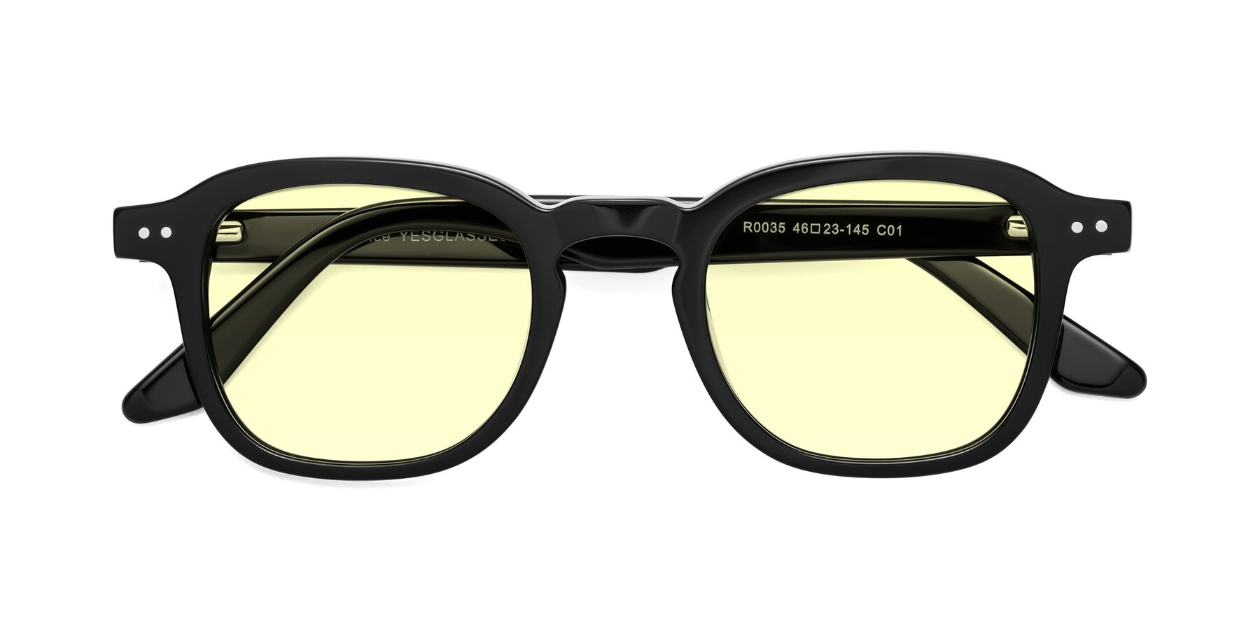 Folded Front of Nice in Black with Light Yellow Tinted Lenses