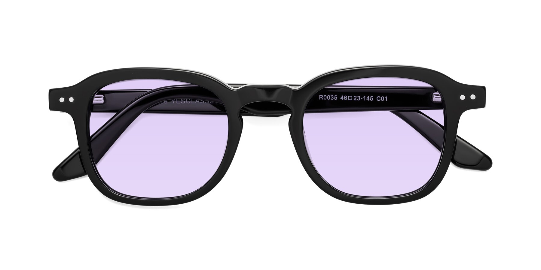 Folded Front of Nice in Black with Light Purple Tinted Lenses