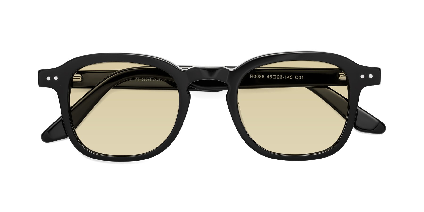 Folded Front of Nice in Black with Light Champagne Tinted Lenses