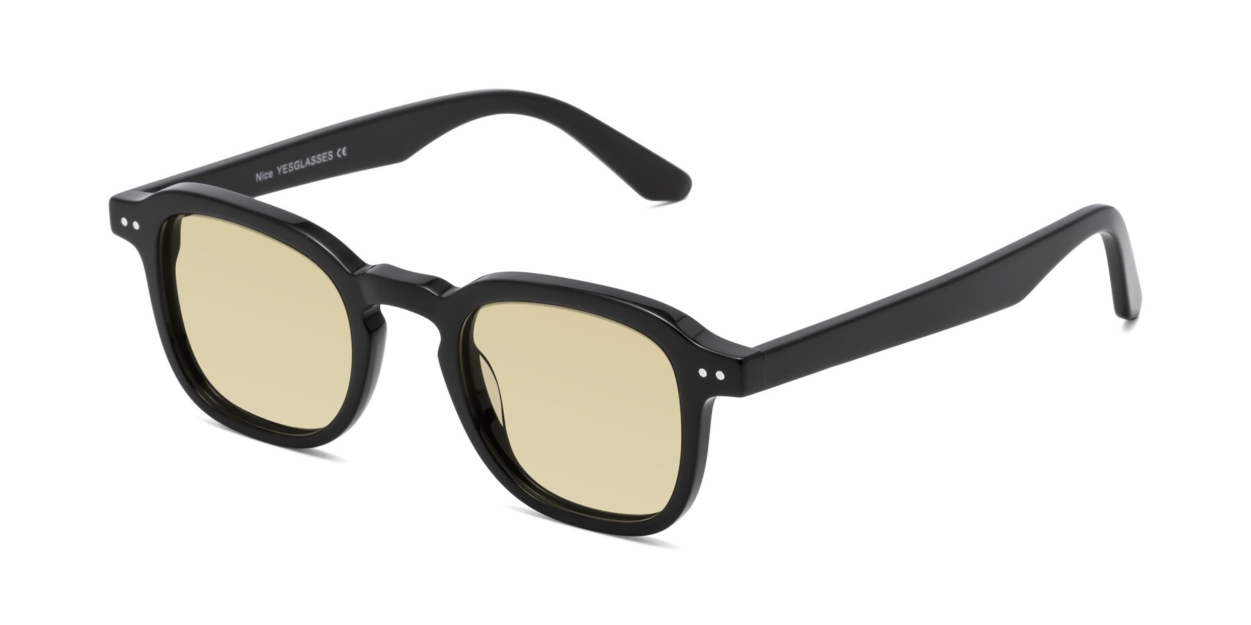 Angle of Nice in Black with Light Champagne Tinted Lenses