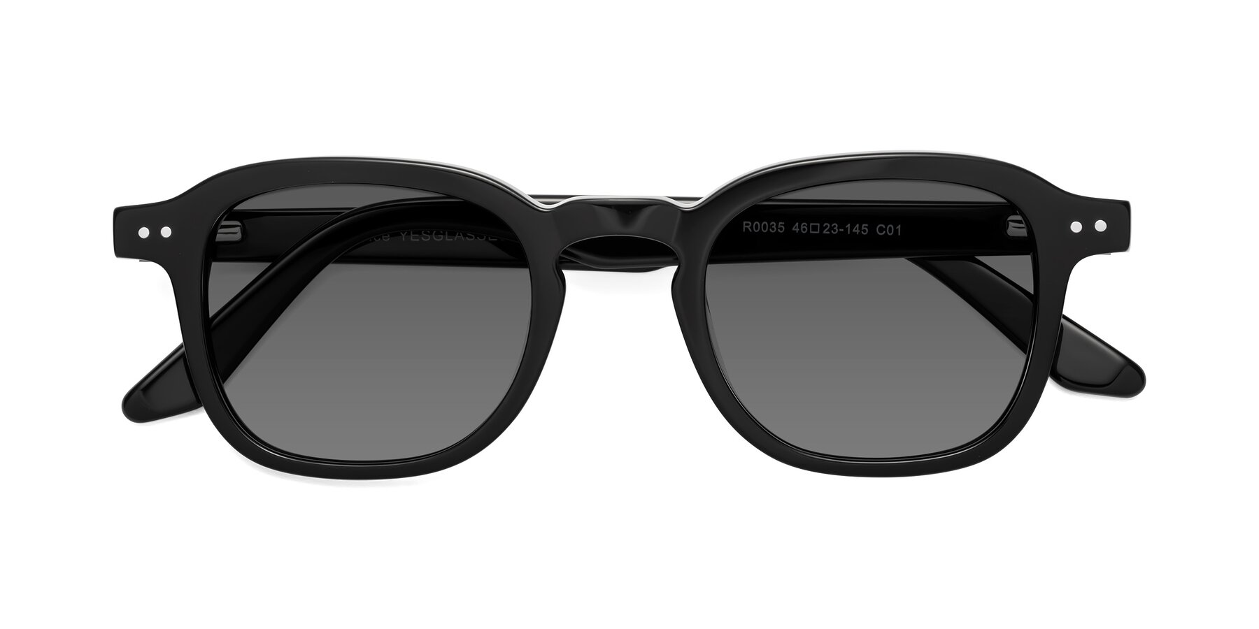 Folded Front of Nice in Black with Medium Gray Tinted Lenses
