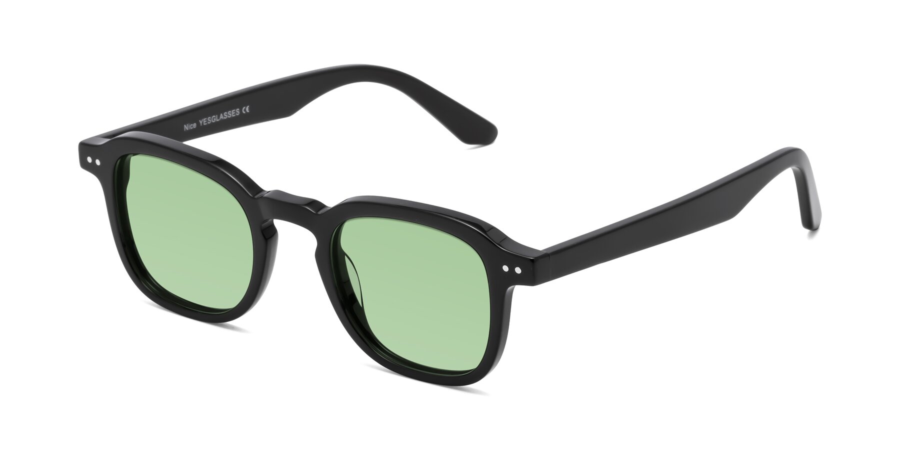 Angle of Nice in Black with Medium Green Tinted Lenses