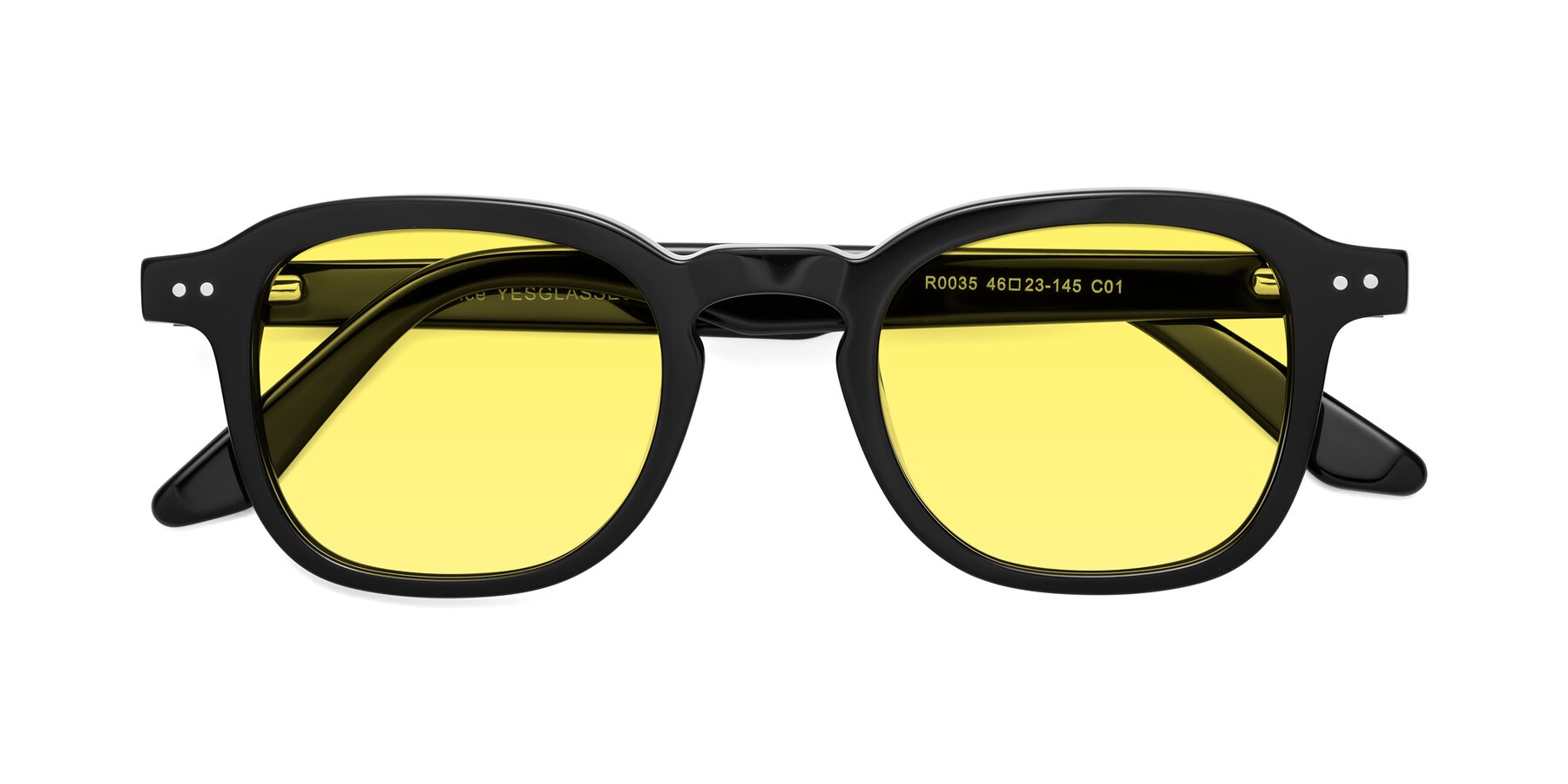 Folded Front of Nice in Black with Medium Yellow Tinted Lenses