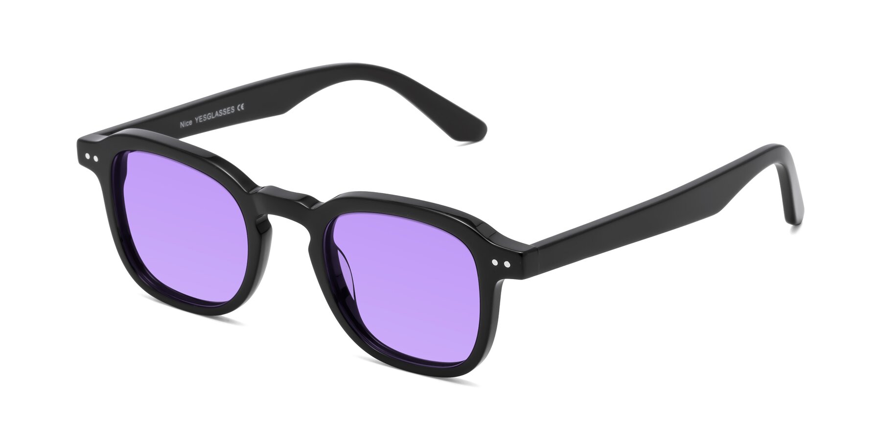 Angle of Nice in Black with Medium Purple Tinted Lenses