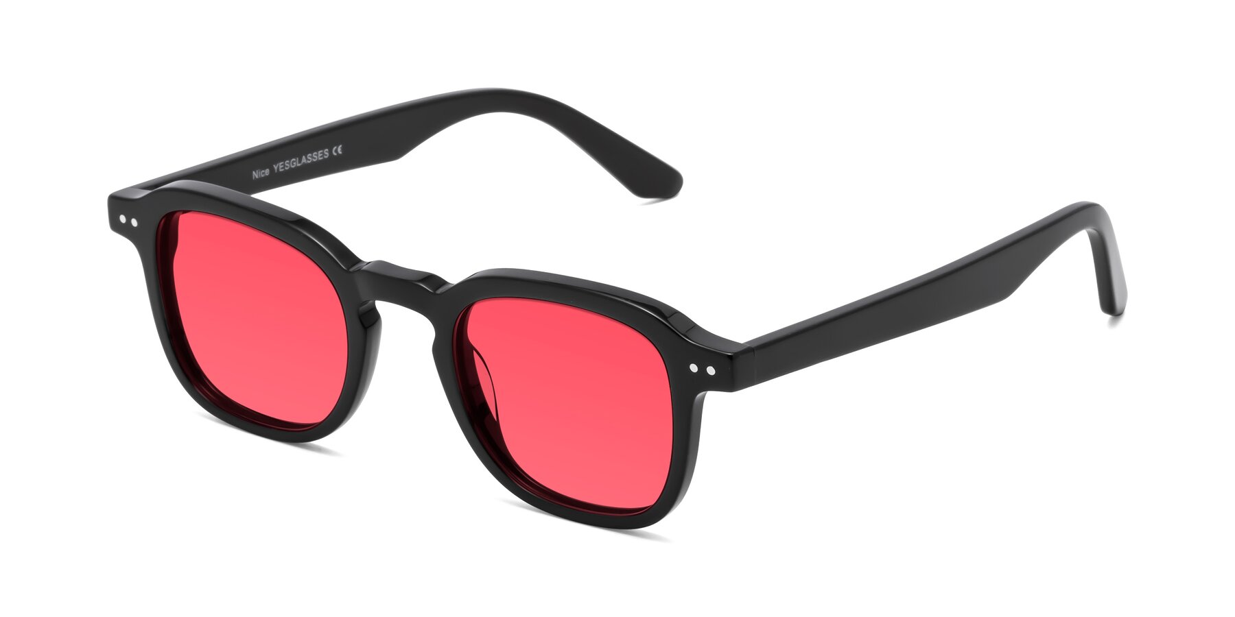Angle of Nice in Black with Red Tinted Lenses