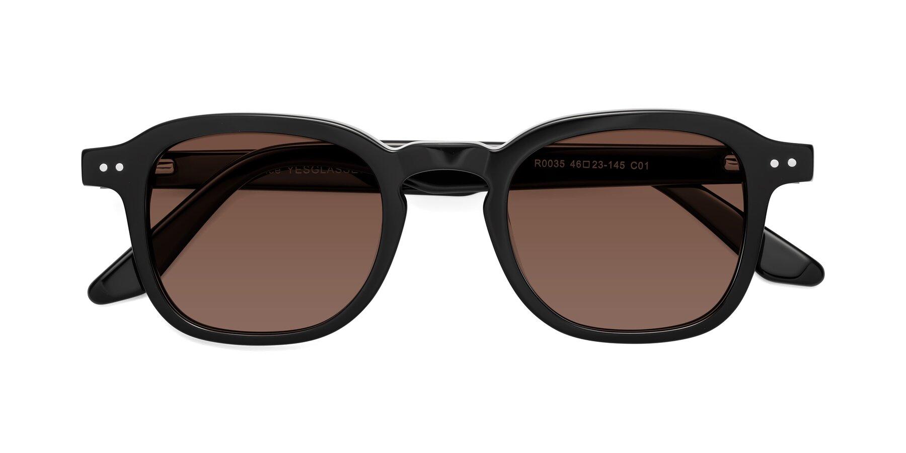 Folded Front of Nice in Black with Brown Tinted Lenses