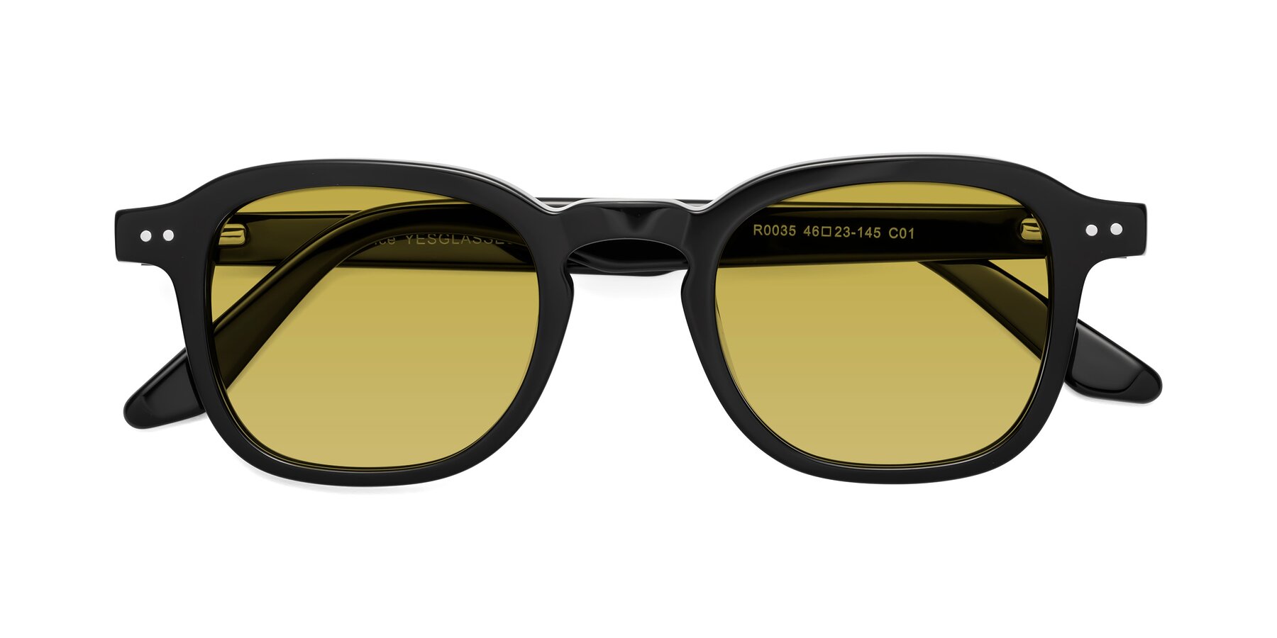 Folded Front of Nice in Black with Champagne Tinted Lenses