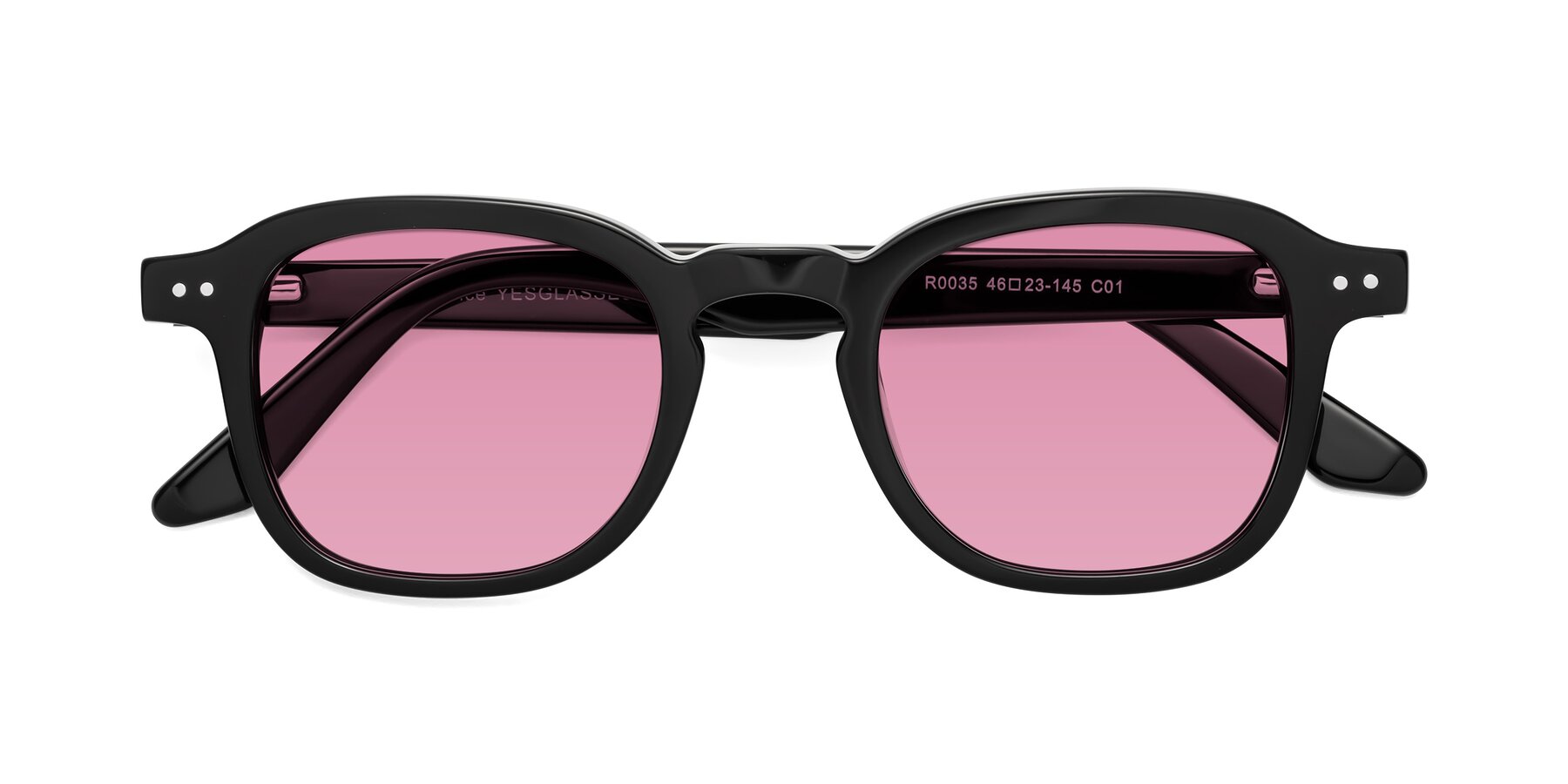 Folded Front of Nice in Black with Medium Wine Tinted Lenses