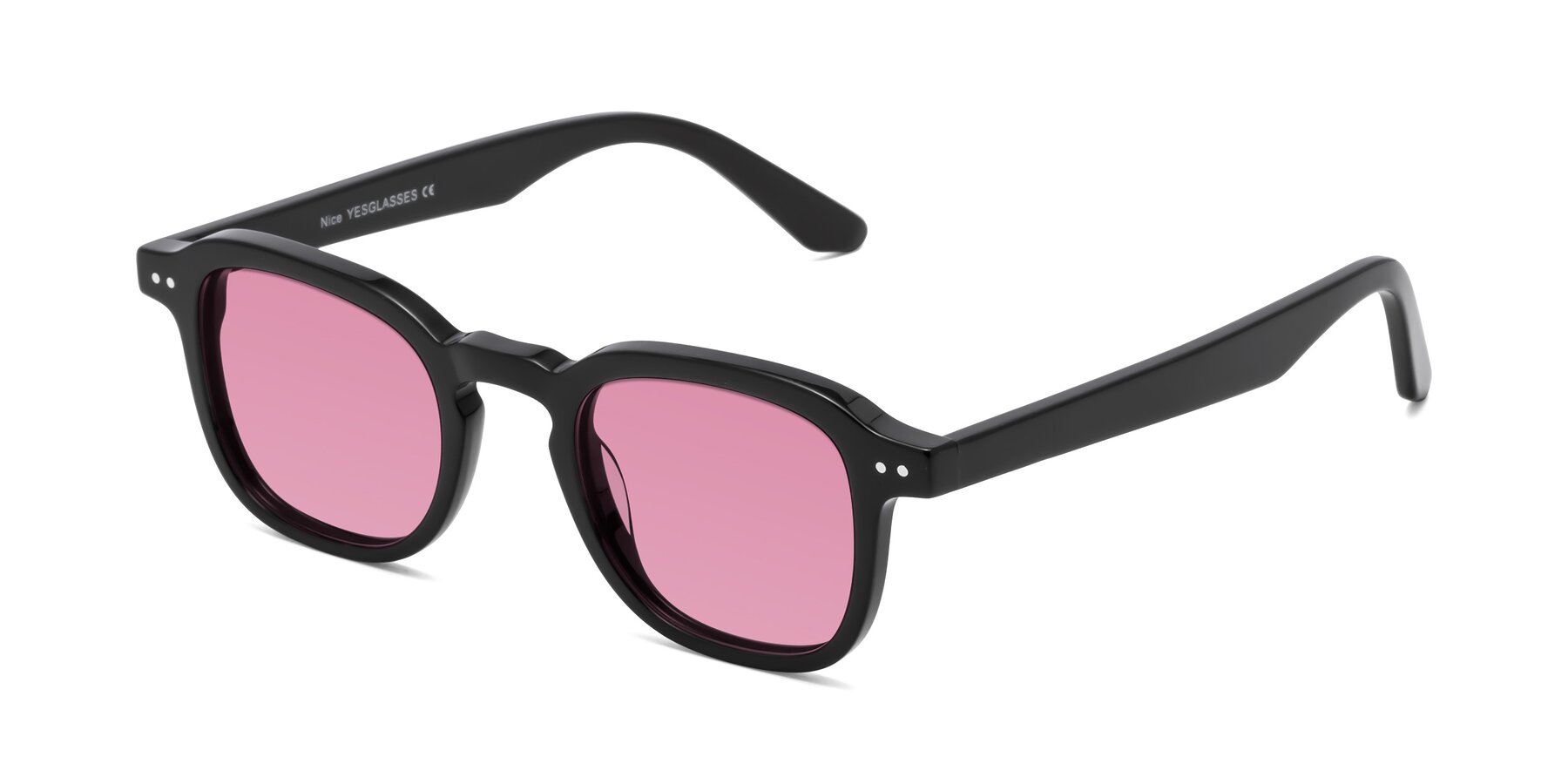 Angle of Nice in Black with Medium Wine Tinted Lenses