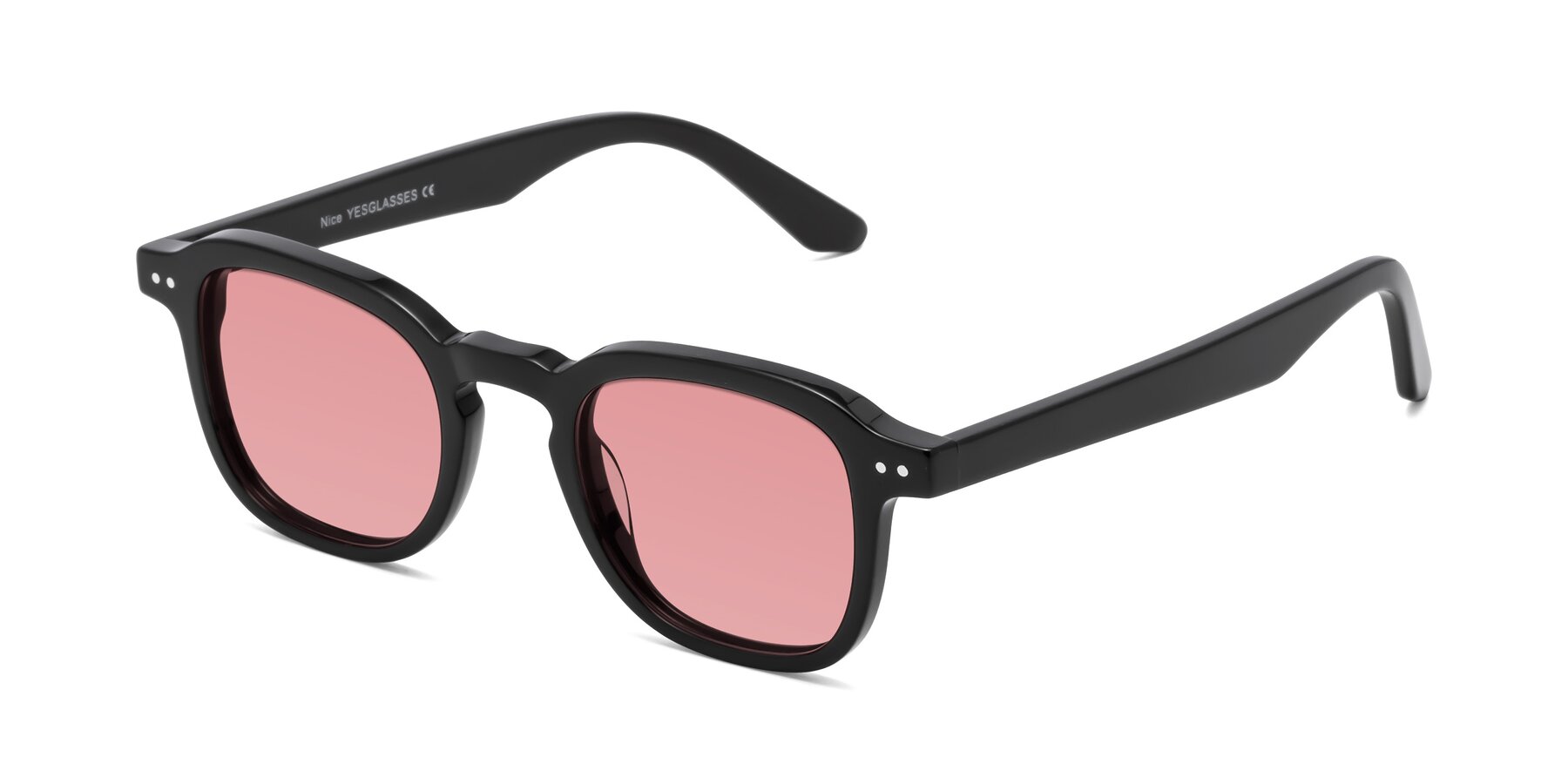 Angle of Nice in Black with Medium Garnet Tinted Lenses