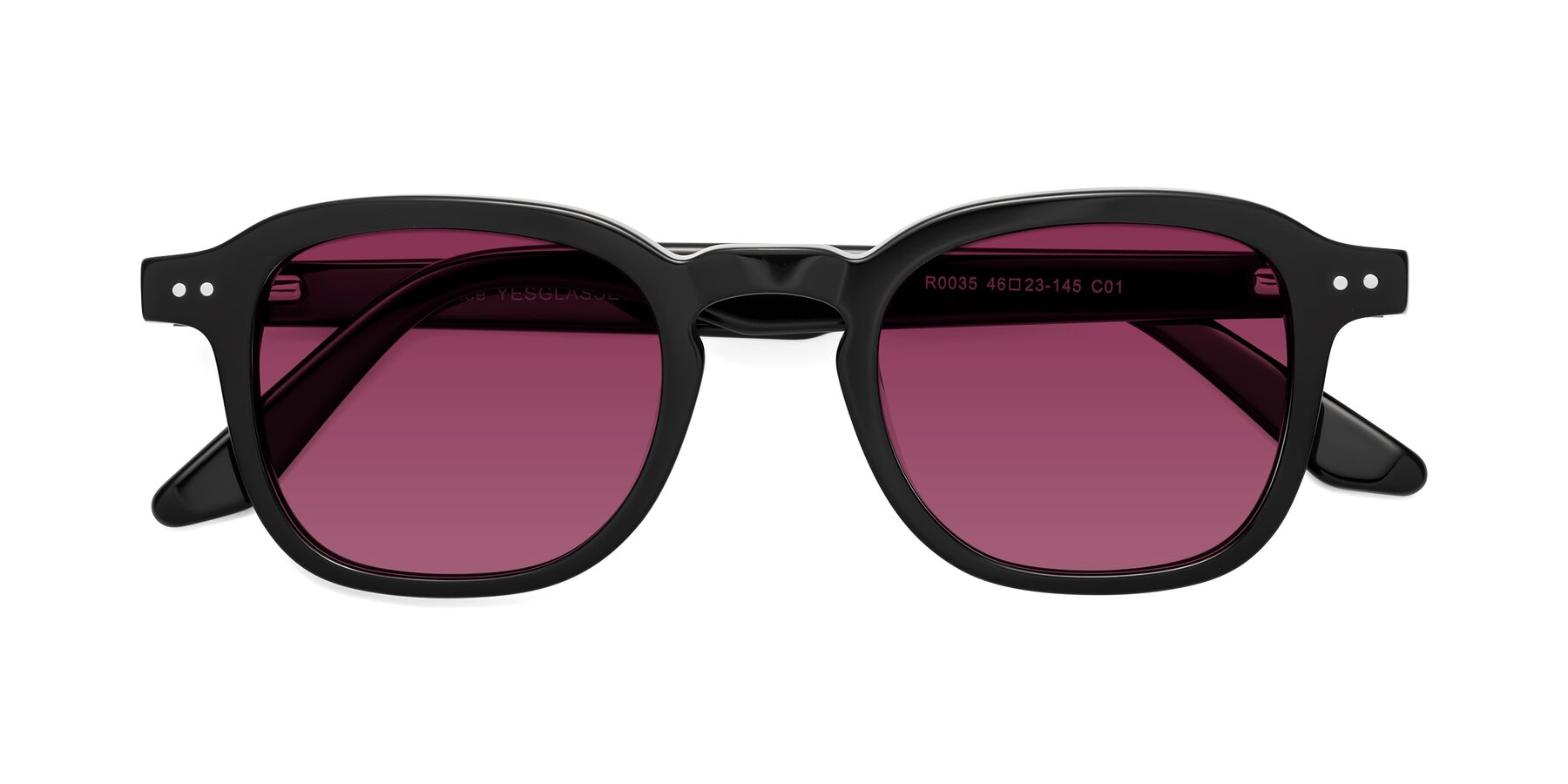 Folded Front of Nice in Black with Wine Tinted Lenses