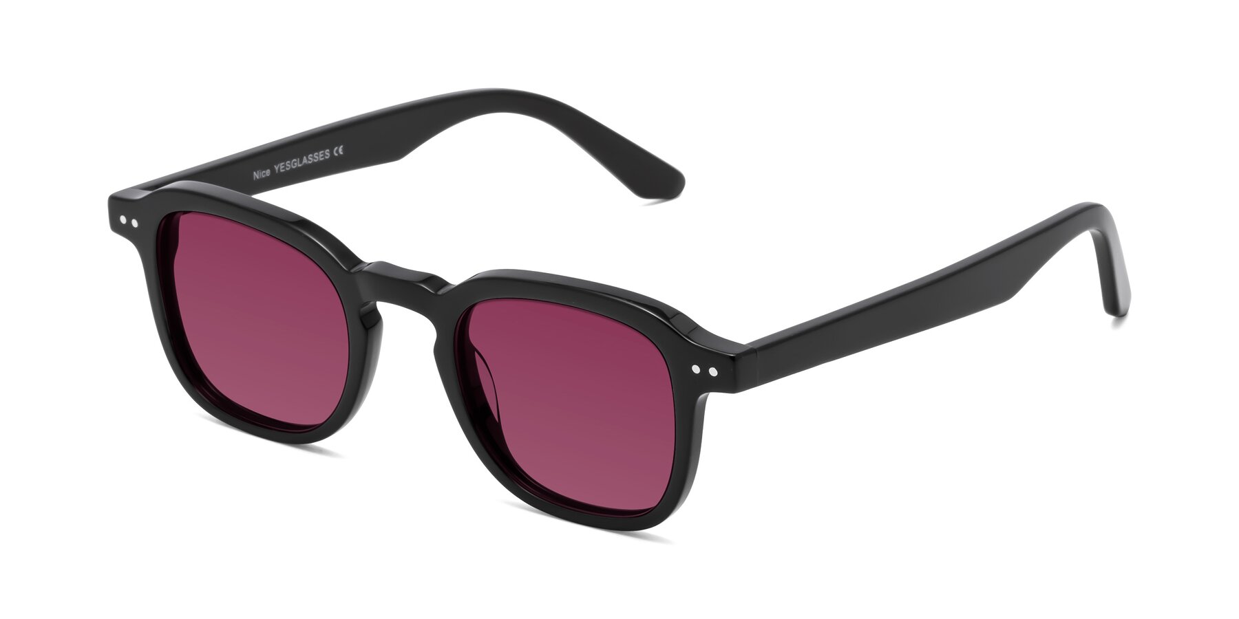 Angle of Nice in Black with Wine Tinted Lenses