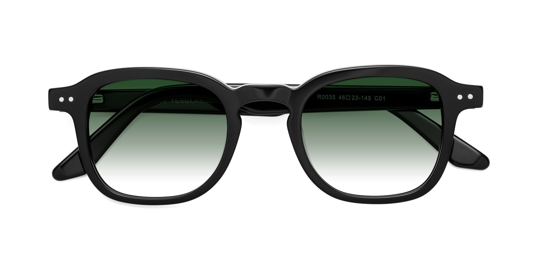 Folded Front of Nice in Black with Green Gradient Lenses