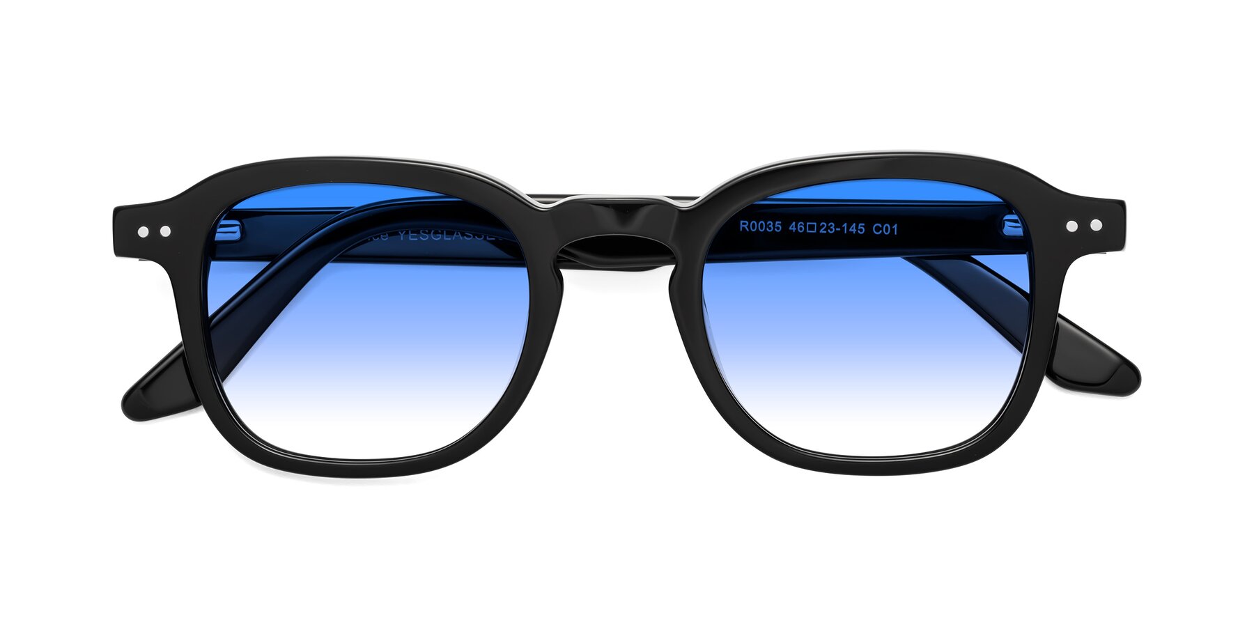 Folded Front of Nice in Black with Blue Gradient Lenses