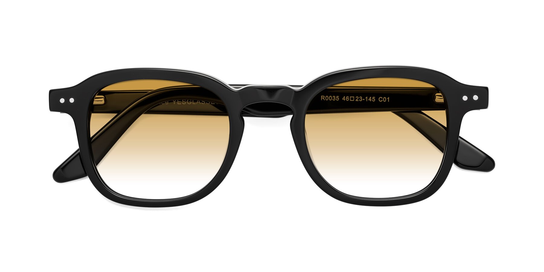 Folded Front of Nice in Black with Champagne Gradient Lenses