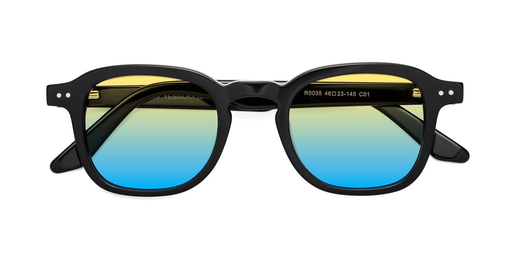 Folded Front of Nice in Black with Yellow / Blue Gradient Lenses