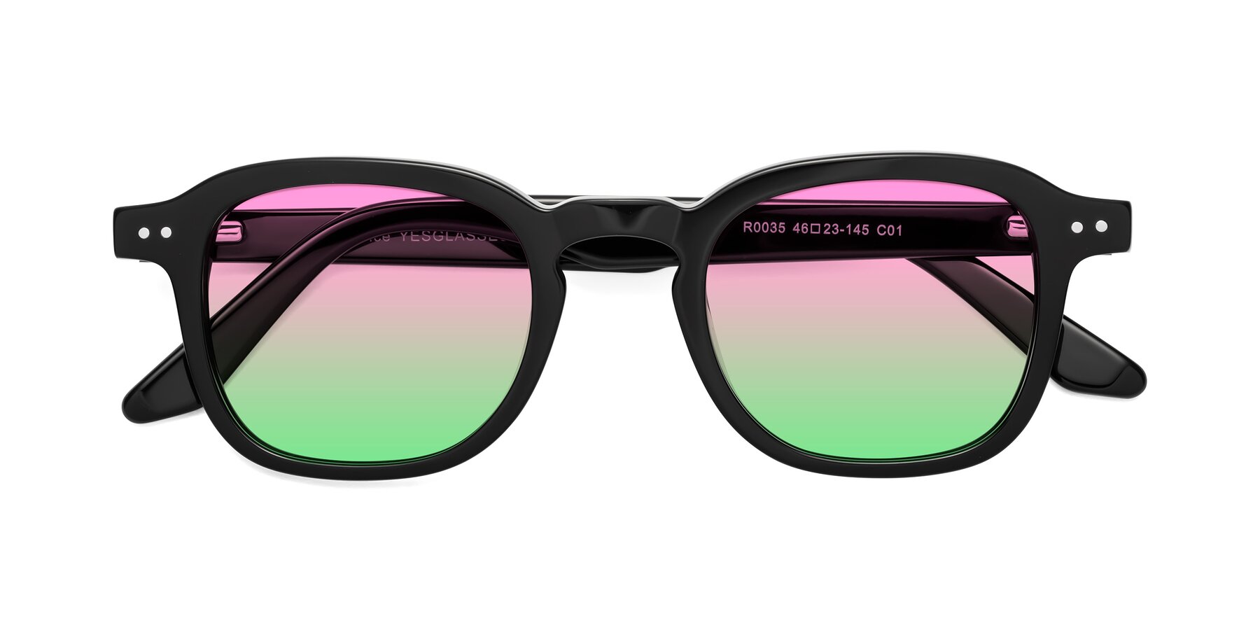Folded Front of Nice in Black with Pink / Green Gradient Lenses