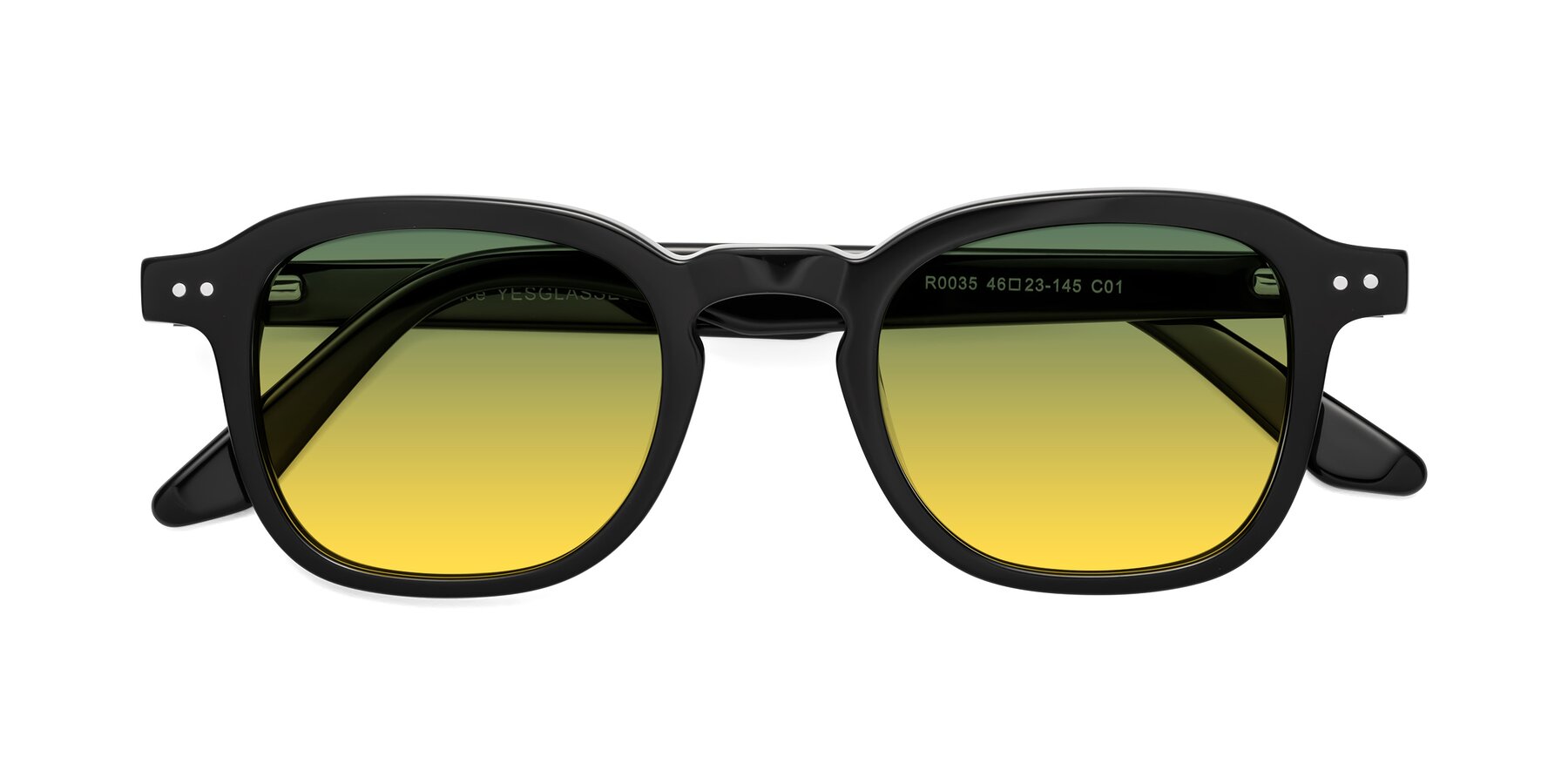 Folded Front of Nice in Black with Green / Yellow Gradient Lenses