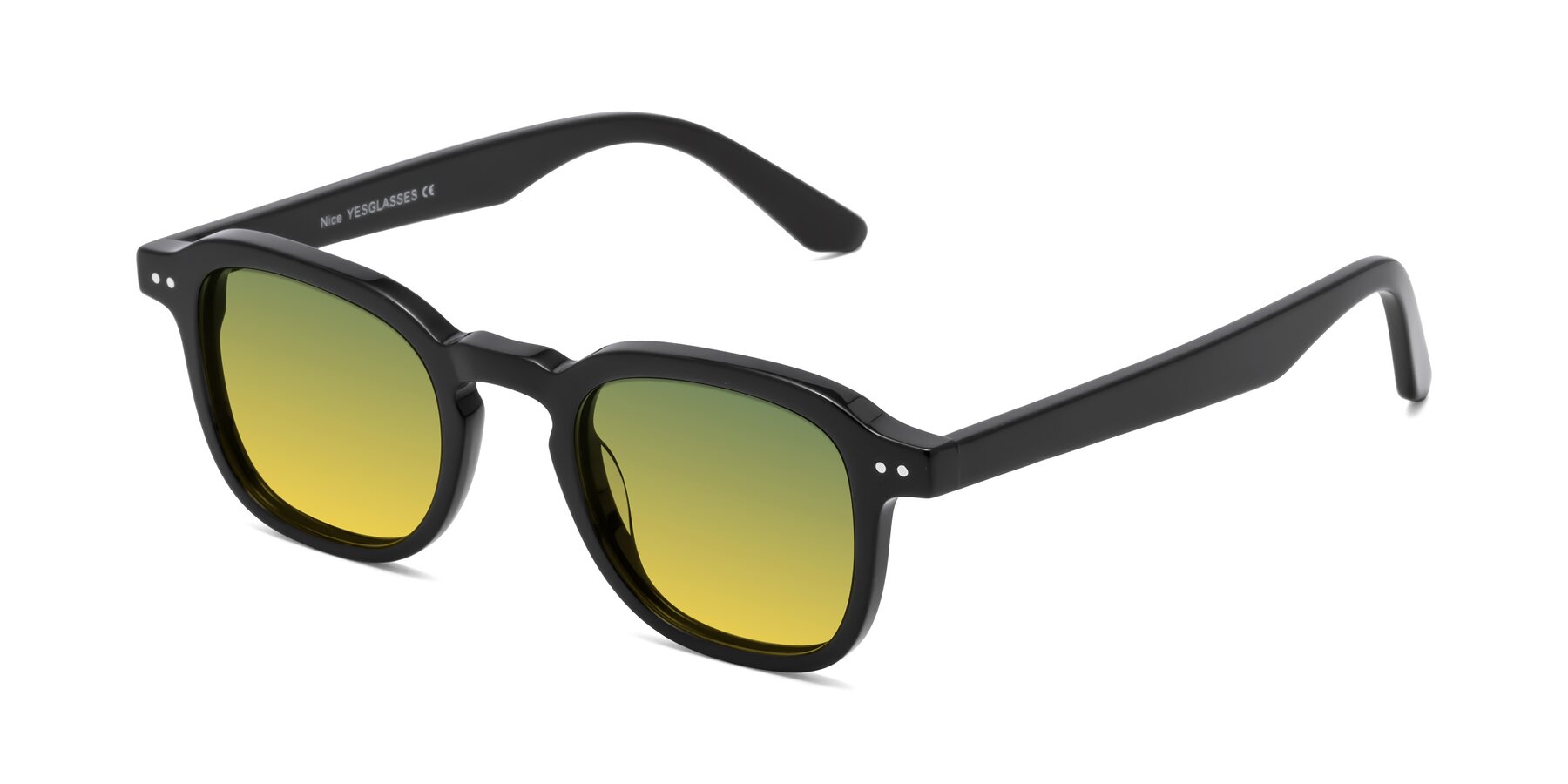 Angle of Nice in Black with Green / Yellow Gradient Lenses