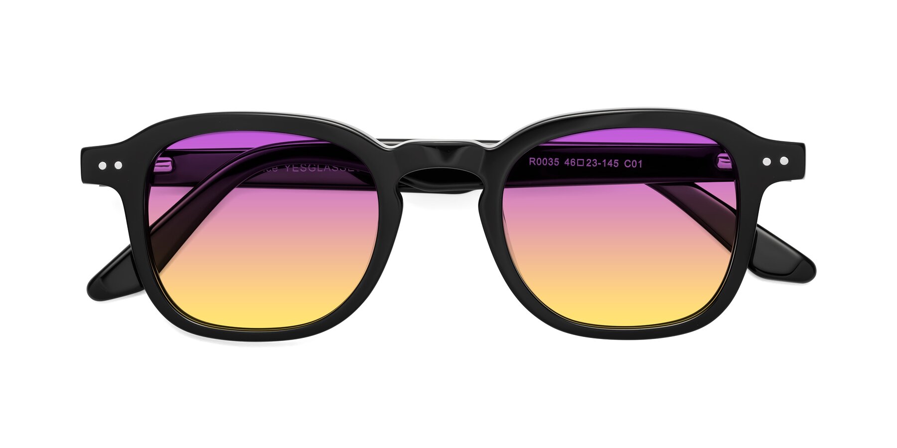 Folded Front of Nice in Black with Purple / Yellow Gradient Lenses