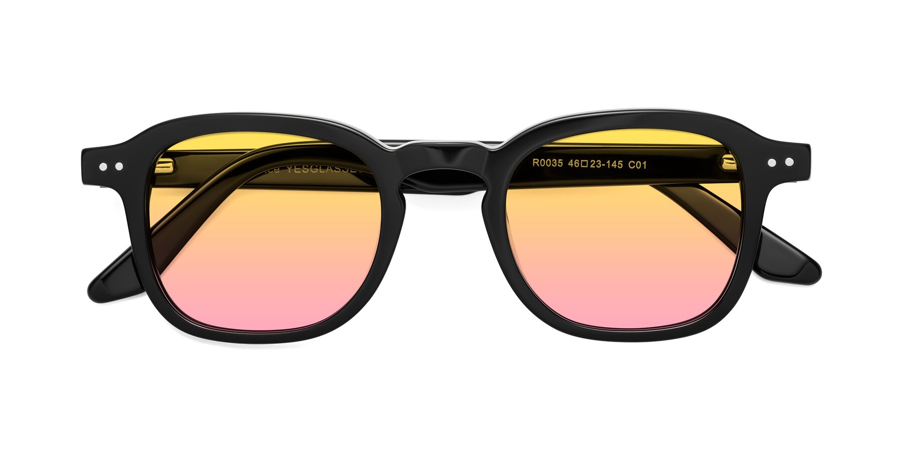 Folded Front of Nice in Black with Yellow / Pink Gradient Lenses